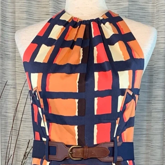 Jessica Simpson multicolored blocks halter dress. - Picture 3 of 16